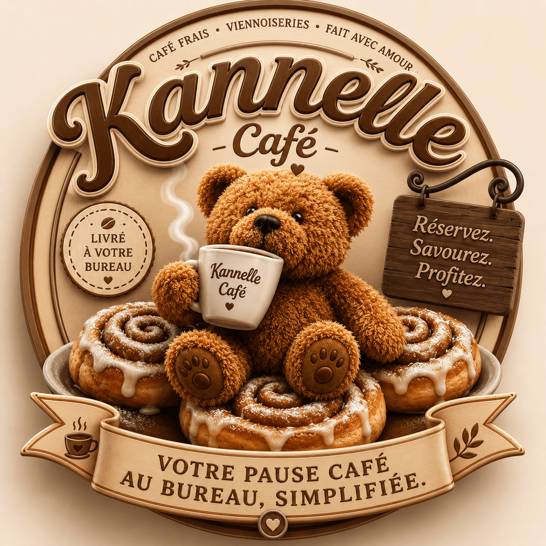 Logo Kannelle Café — ourson et brioche à la cannelle